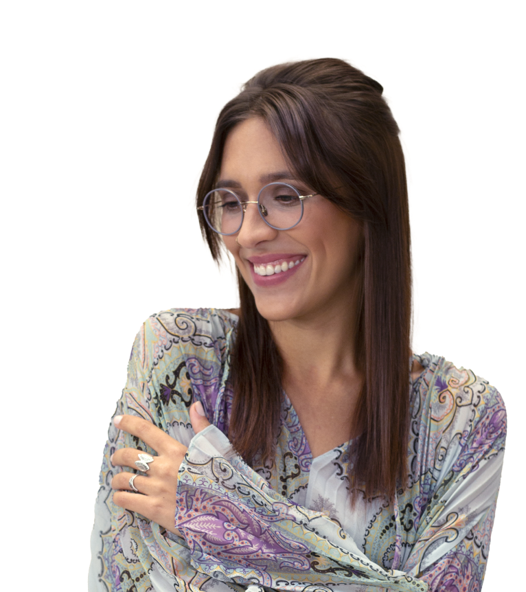 Foto einer glücklichen Colibris-Kunden mit einem schmalen Gesicht